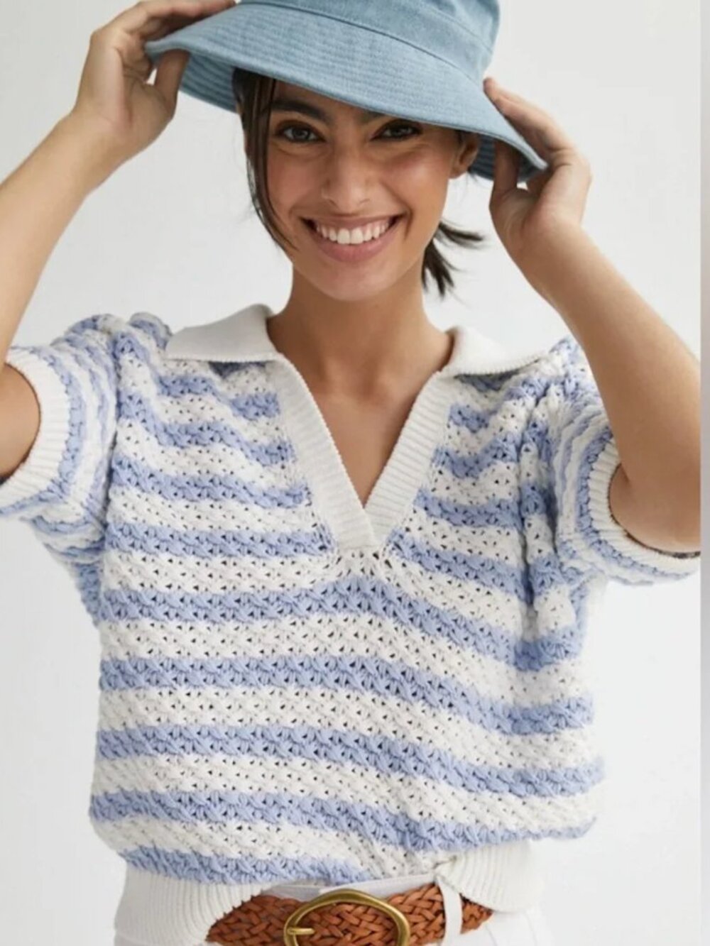 Anthropologie Maeve Grace Relaxed Polo Top XS